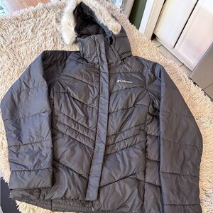 Columbia Charcoal Hooded Jacket with Faux Fur Trim